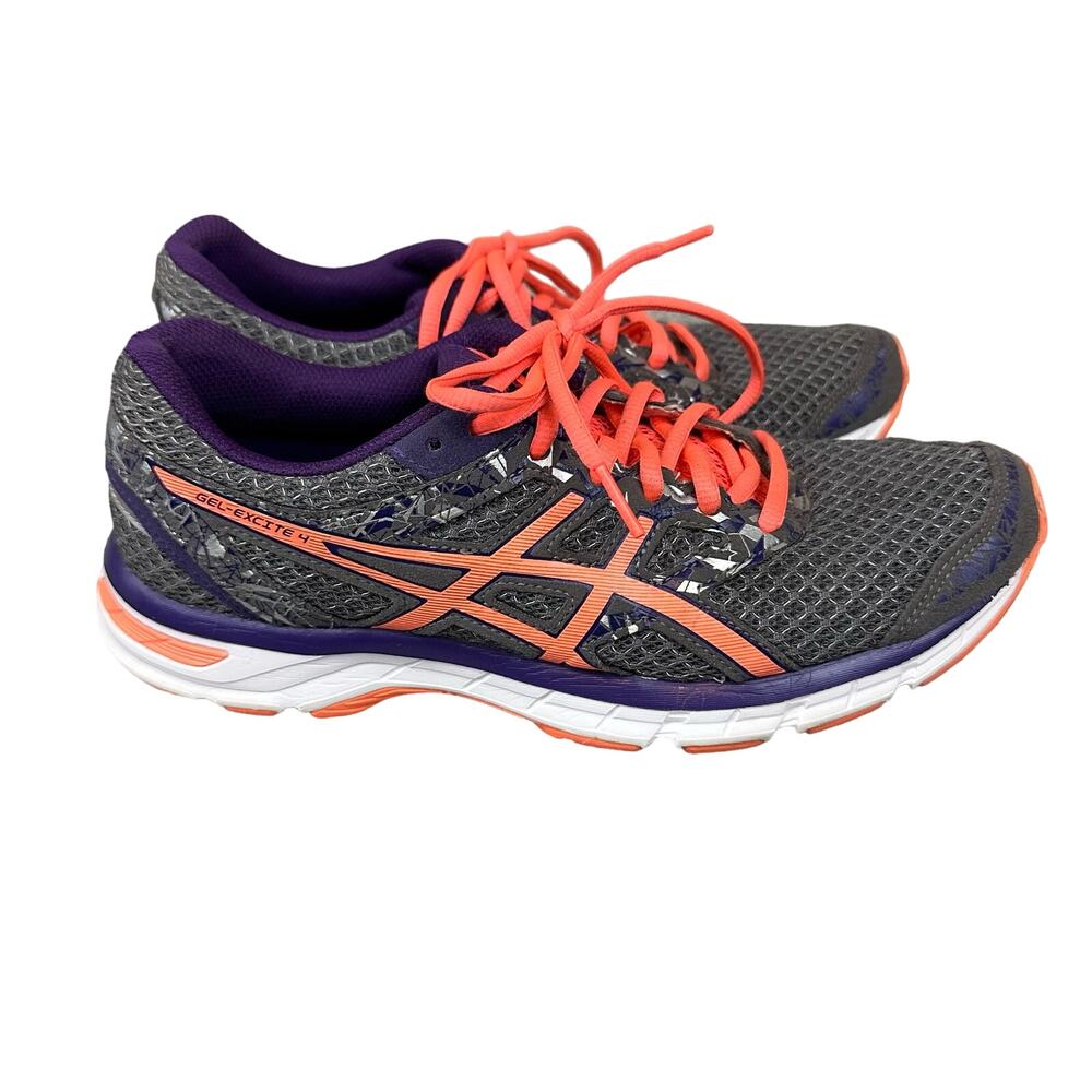 Asics Gel-Excite 4 Womens 9 Grey Purple Coral Running Shoes Sneakers T6E8N